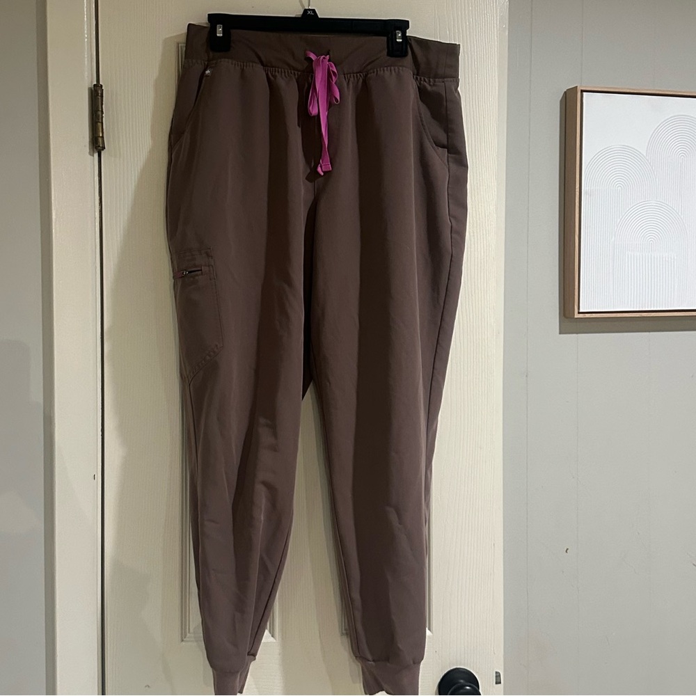 FIGS High Waisted Zamora Joggers XL Smoky Taupe